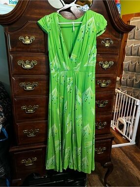 Free People Lime Green Printed Midi Dress